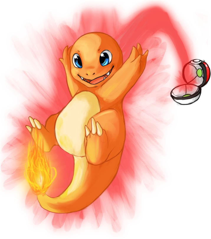 Charmander Pokemonwith Pokeball PNG Image