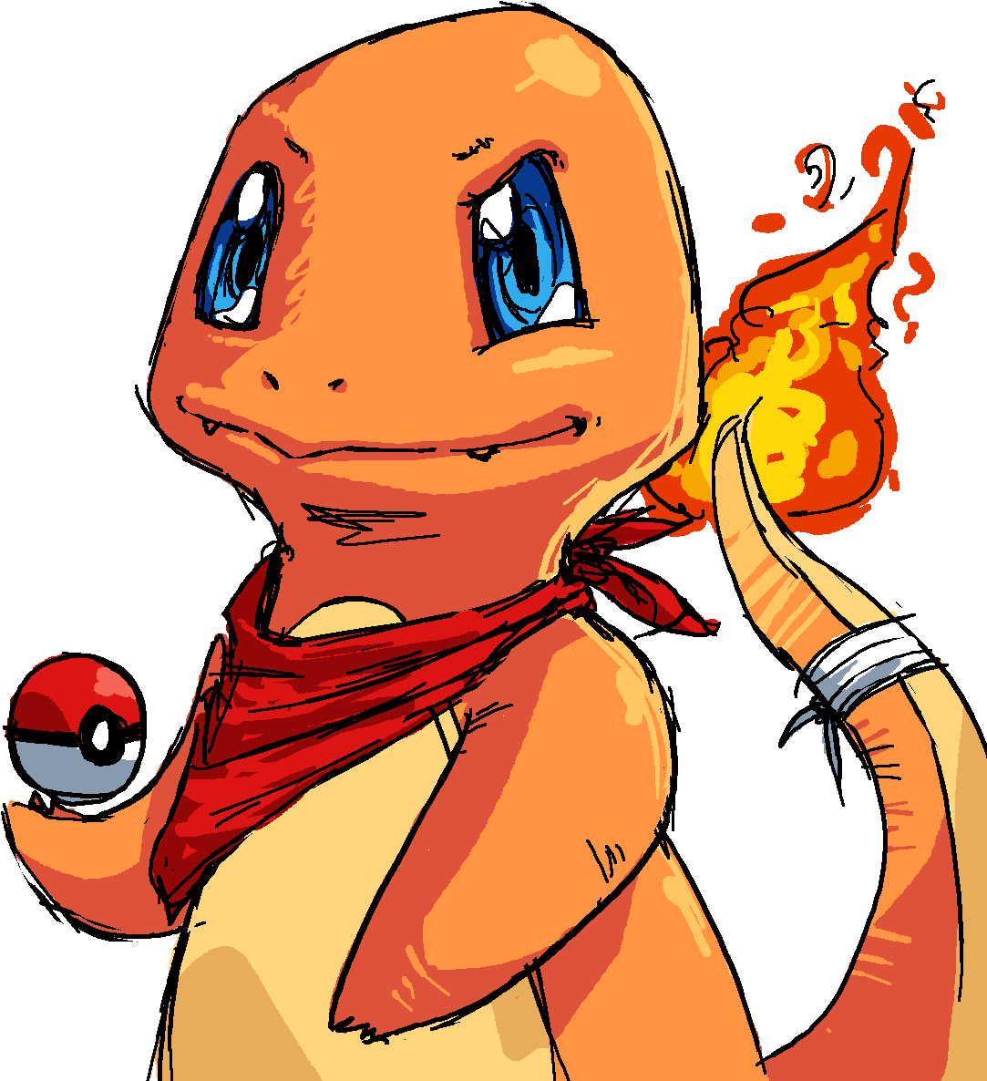 Charmander_with_ Pokeball_and_ Flame_ Tail PNG Image