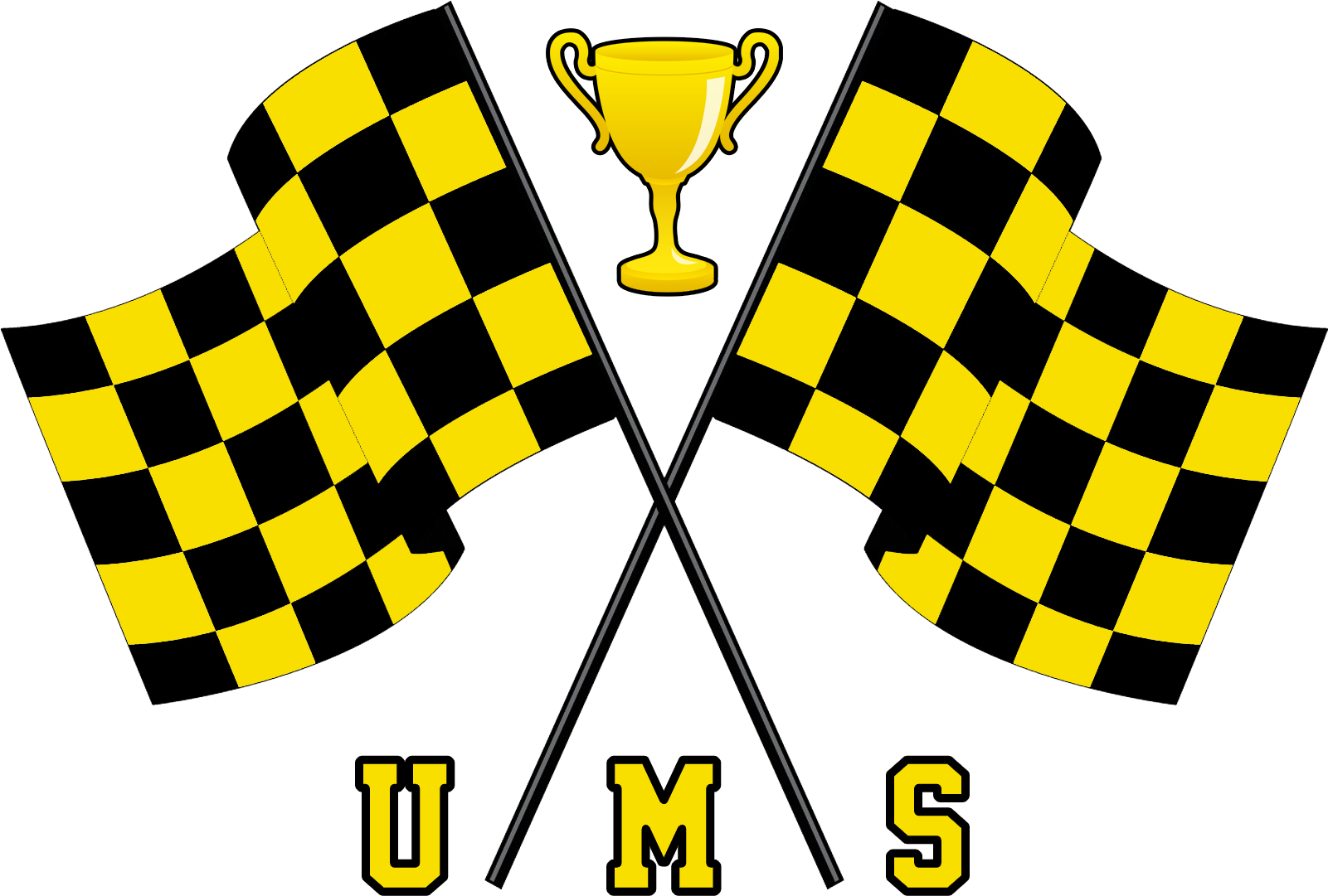 Checkered Flagsand Trophy Vector PNG Image