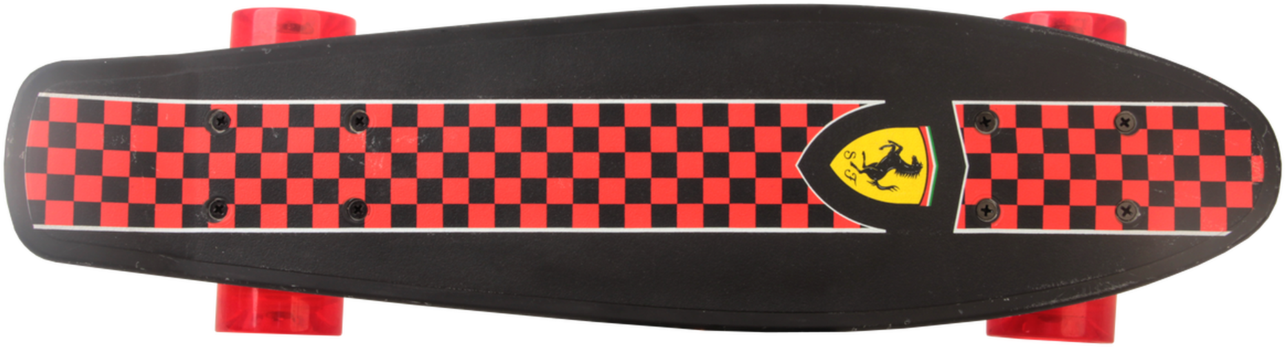 Checkered Penny Boardwith Red Wheels PNG Image