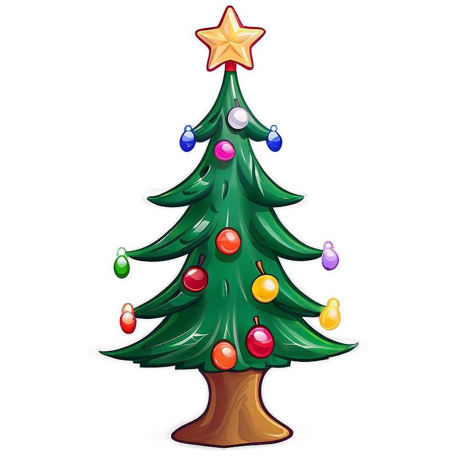 Cheerful Cartoon Christmas Tree Png 27 PNG Image