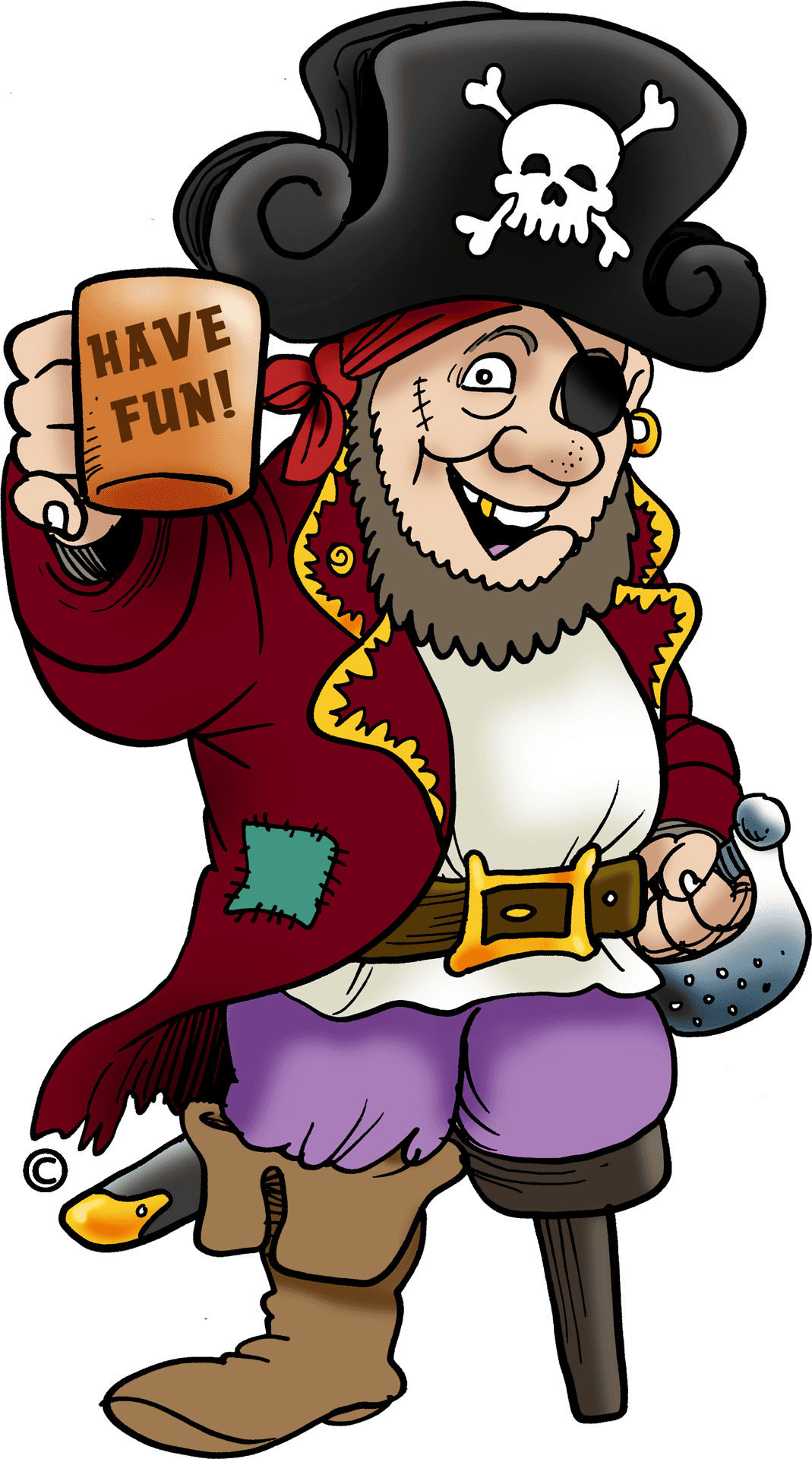 Cheerful Cartoon Pirate Having Fun PNG Image