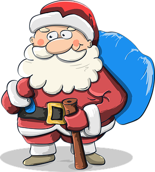 Cheerful Cartoon Santa Clauswith Sack PNG Image