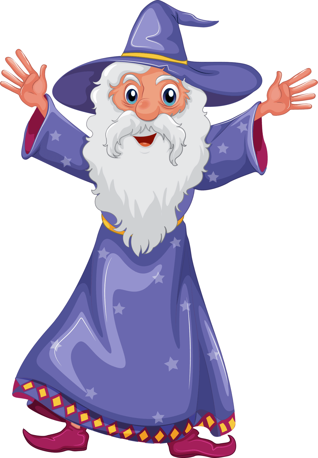 Cheerful Cartoon Wizard.png PNG Image