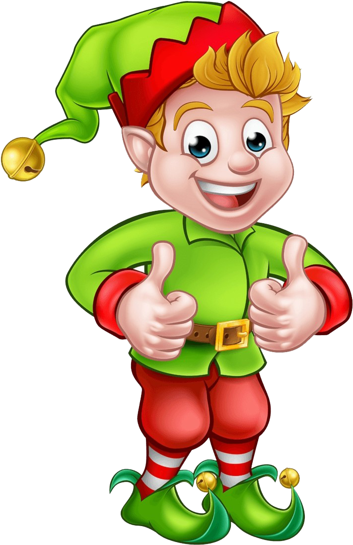 Cheerful Christmas Elf Thumbs Up PNG Image