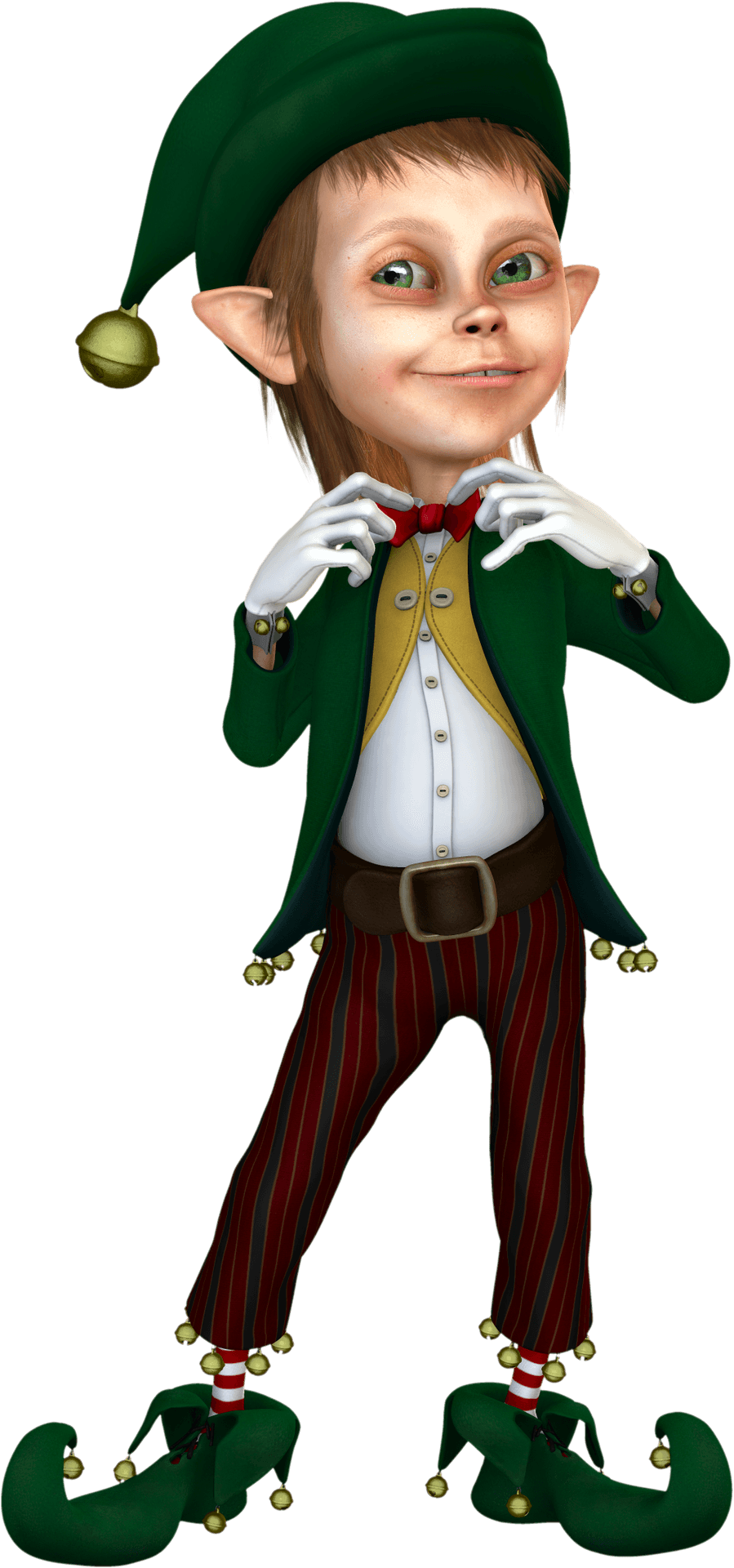 Cheerful Elf Character PNG Image