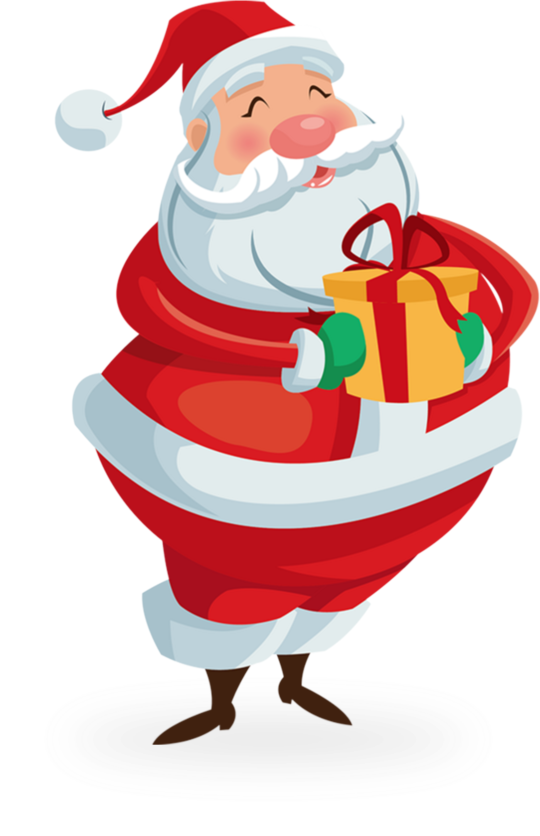 Cheerful Santa Clauswith Gift Illustration PNG Image