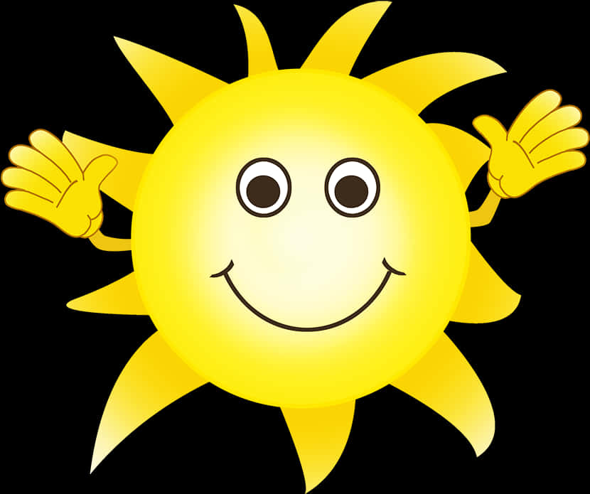 Cheerful Smiling Sun Cartoon PNG Image