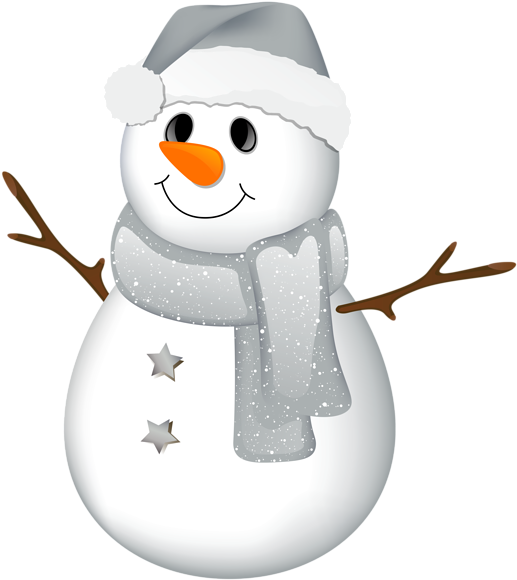 Cheerful Snowman Wearing Hatand Scarf Clipart PNG Image