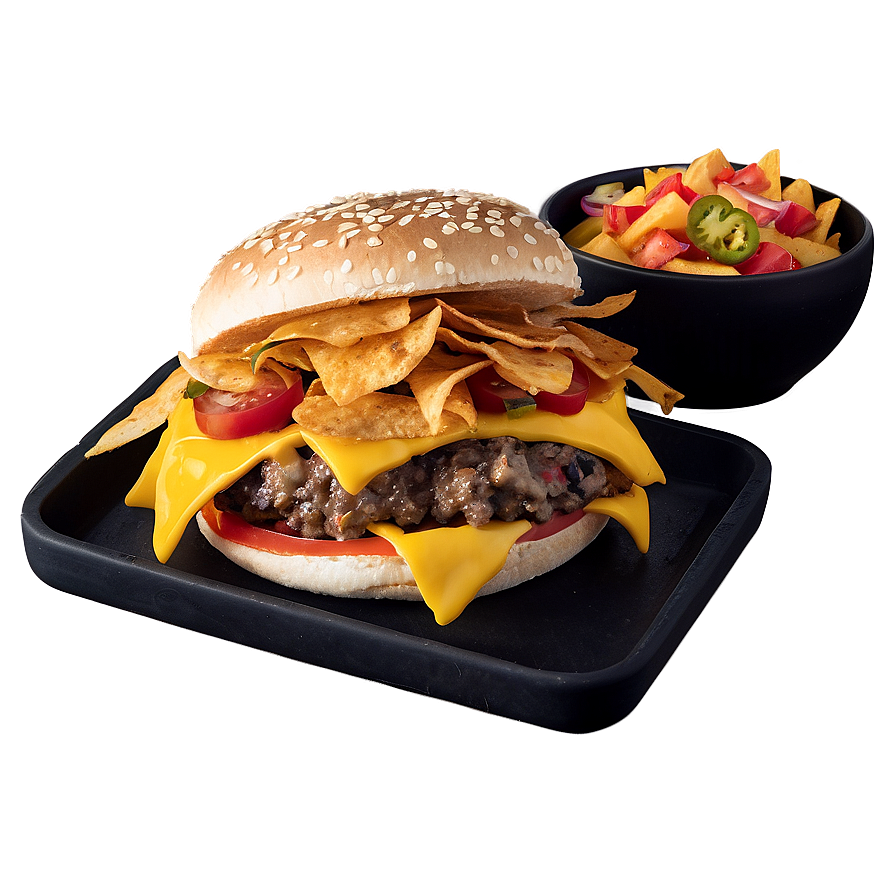 Cheeseburger Fiesta With Nachos Png Dxg77 PNG Image