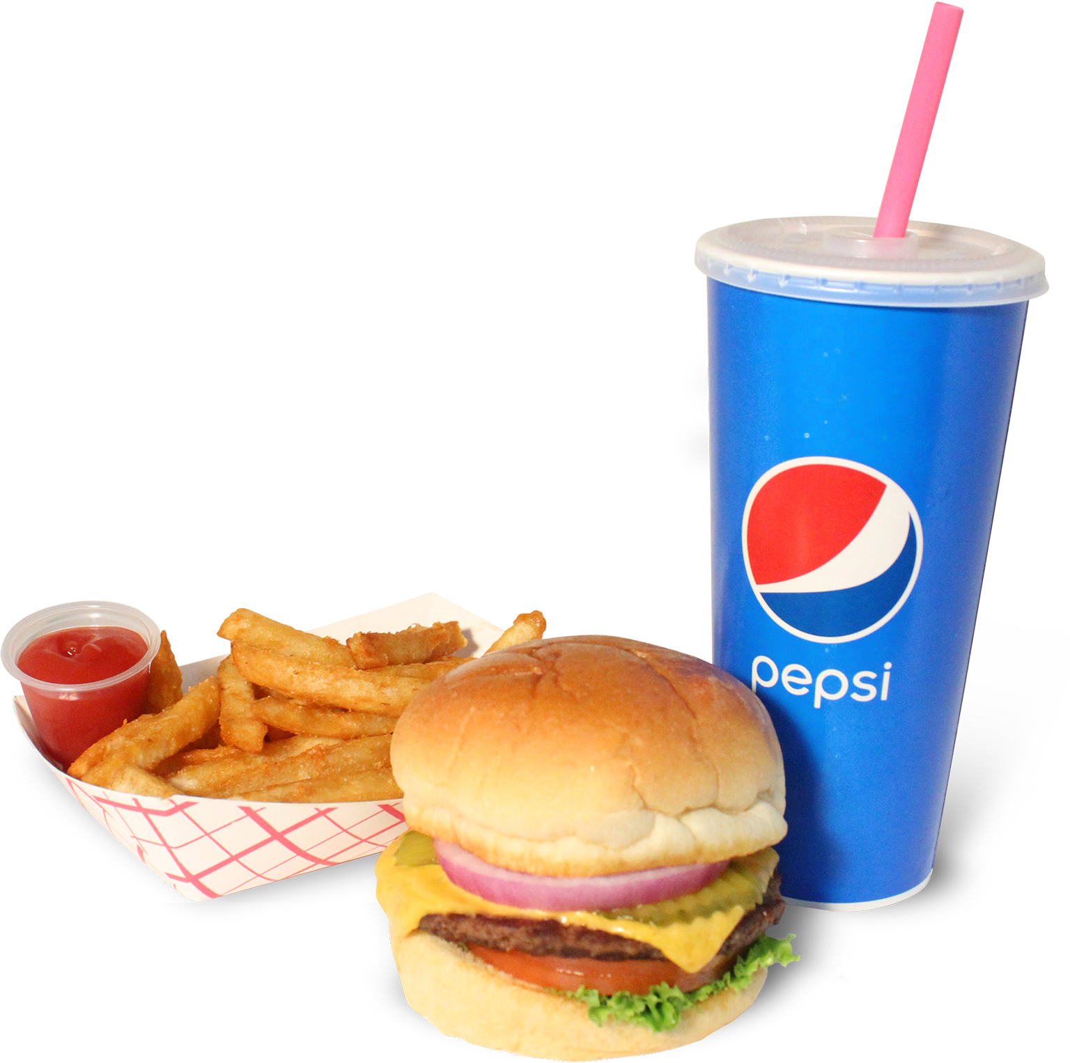 Cheeseburger Mealwith Pepsiand Fries.png PNG Image