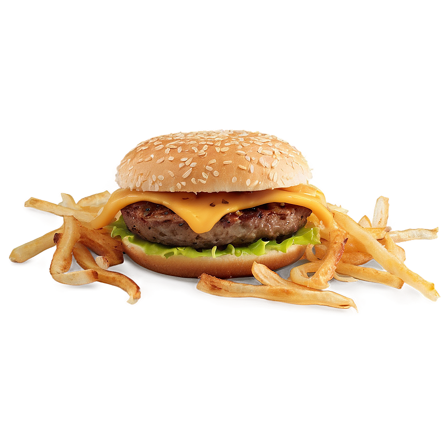 Cheeseburger With Crispy Onion Png Hku PNG Image