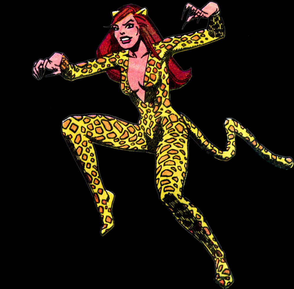 Cheetah_ Comics_ Character_ Action_ Pose PNG Image