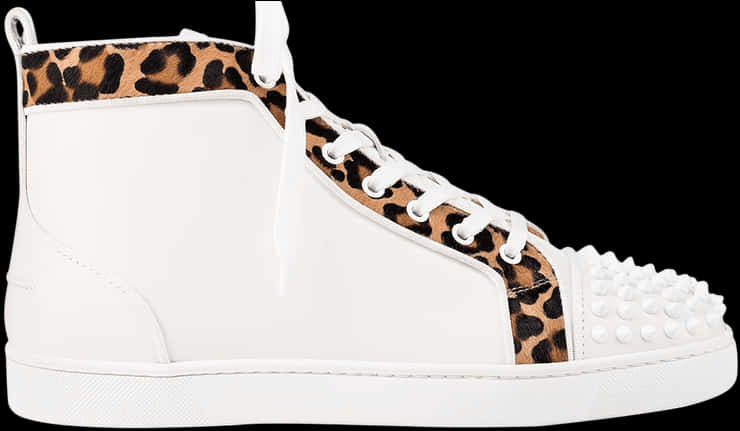 Cheetah Print Accent High Top Sneaker PNG Image