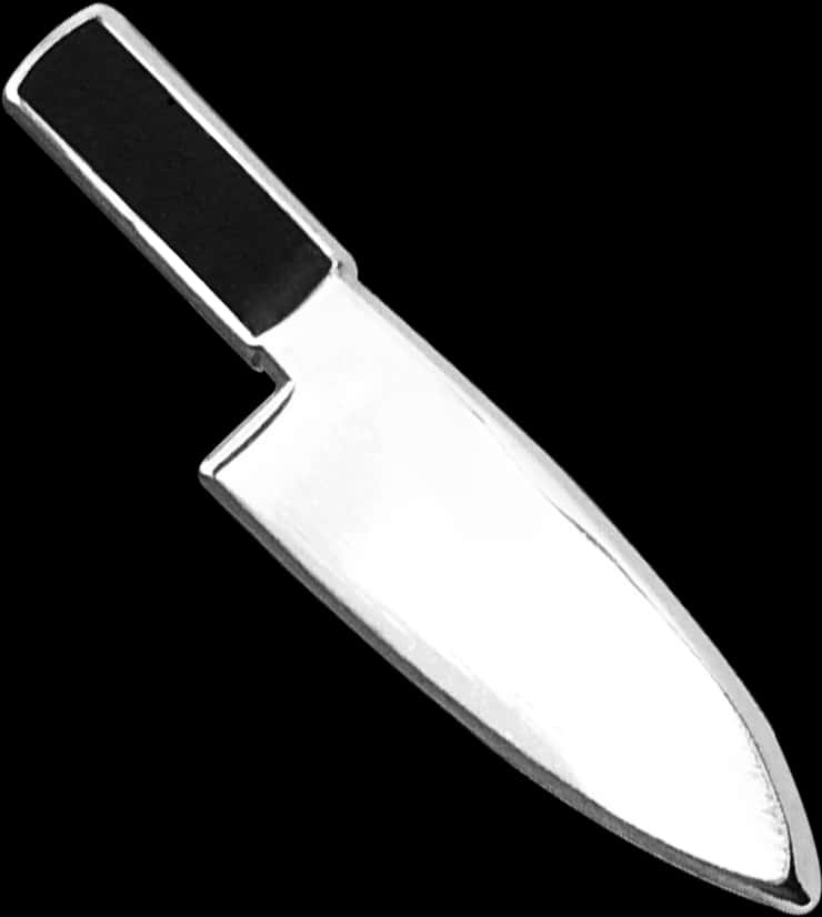 Chef Knife Black Handle Isolated PNG Image