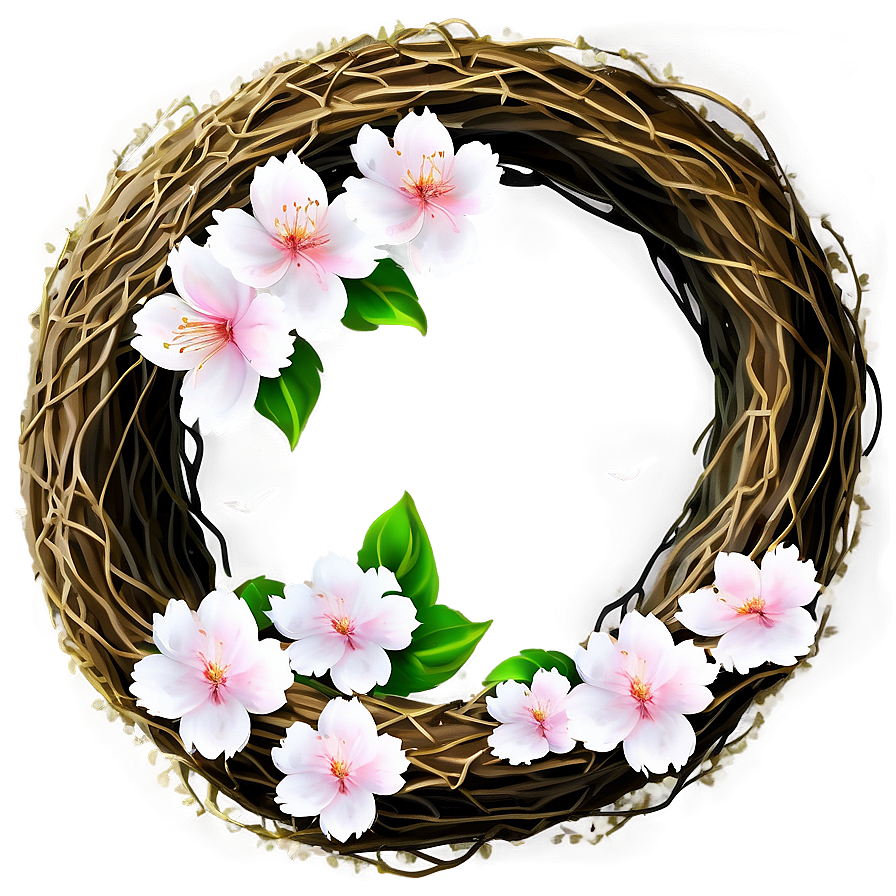 Cherry Blossom And Bird Nest Png 05032024 PNG Image