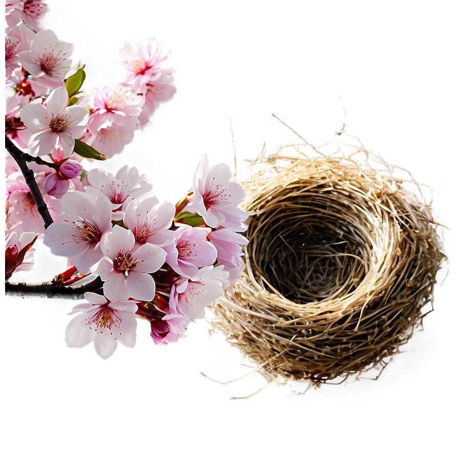 Cherry Blossom And Bird Nest Png Ohy15 PNG Image