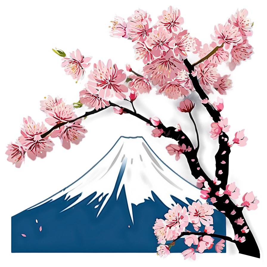 Cherry Blossom And Mountain Fuji Png Fla37 PNG Image