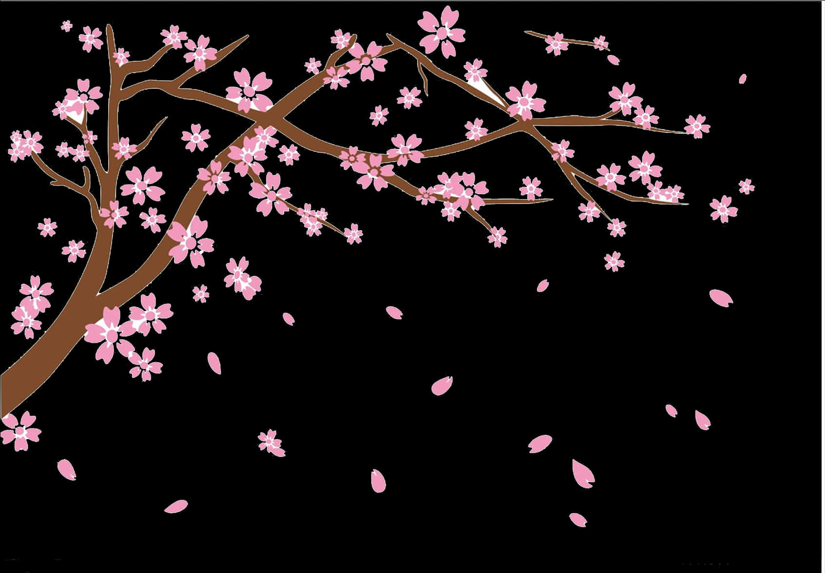 Cherry Blossom Branch Artistic Representation PNG Image