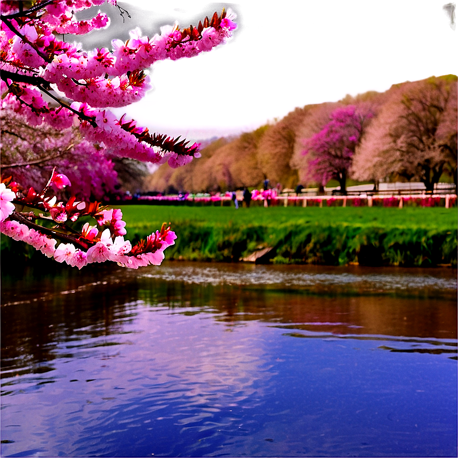 Cherry Blossom By River Photo Png Irq61 PNG Image