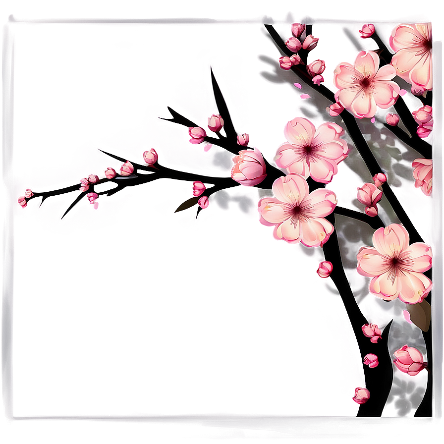 Cherry Blossom Frame Border Png Qfy23 PNG Image