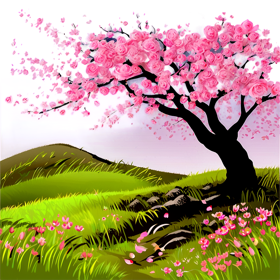 Cherry Blossom Landscape Png 05242024 PNG Image