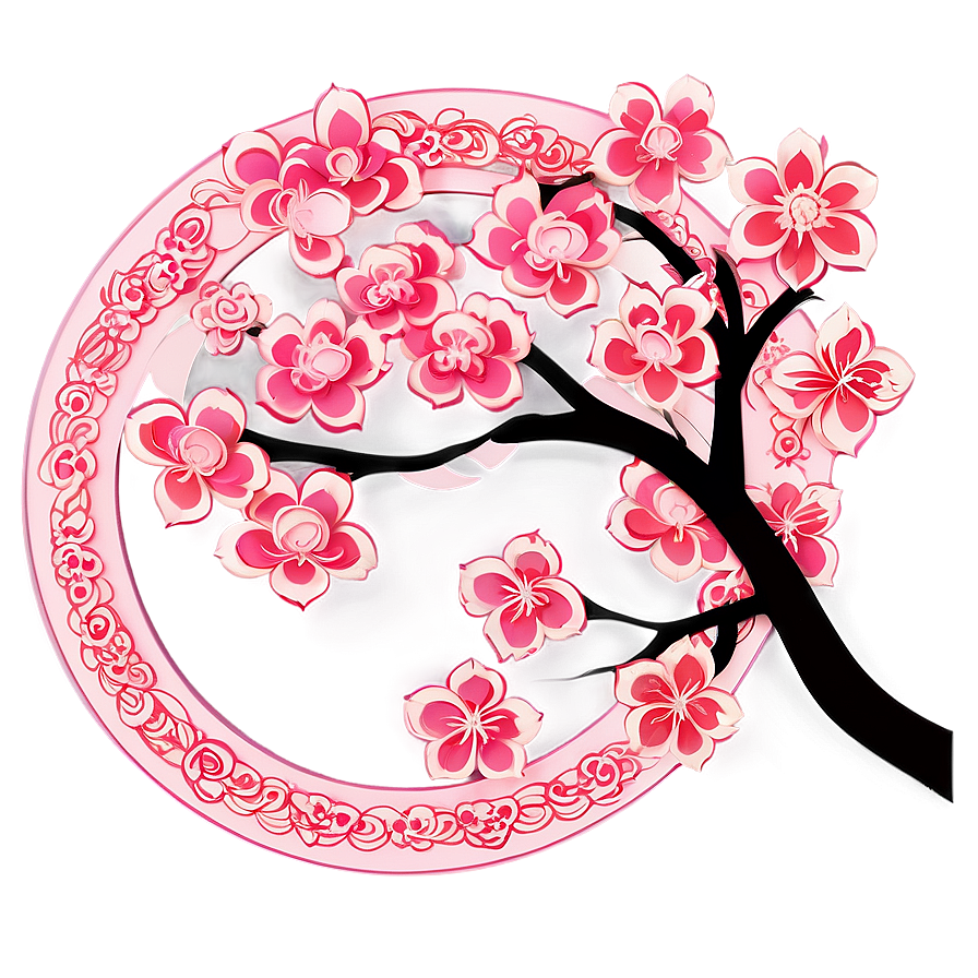 Cherry Blossom Paper Cut Style Png Vop88 PNG Image