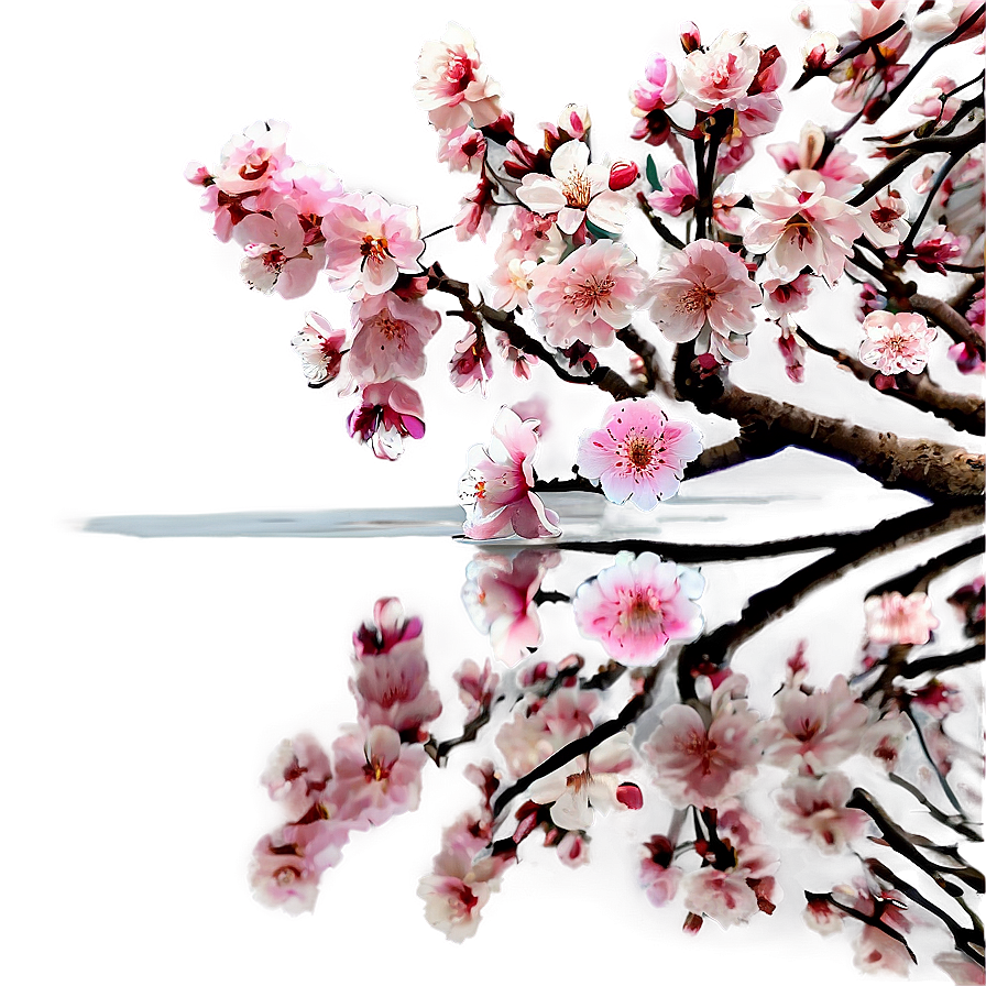 Cherry Blossom Reflection In Water Png 05032024 PNG Image