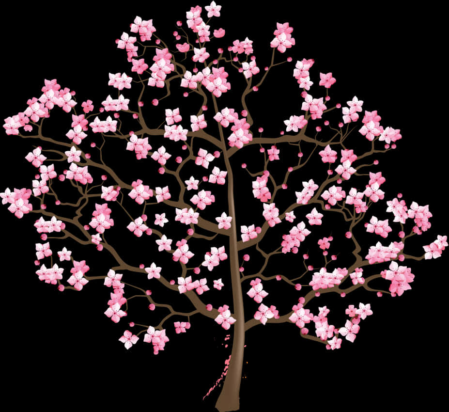 Cherry Blossom Tree Illustration PNG Image