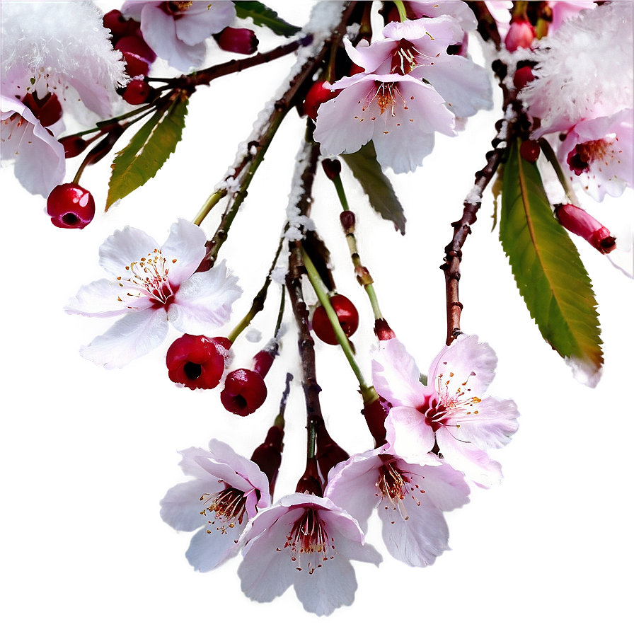 Cherry Blossom With Snow Caps Png Tfm12 PNG Image