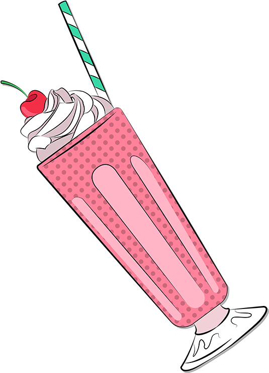 Cherry Top Milkshake Illustration PNG Image