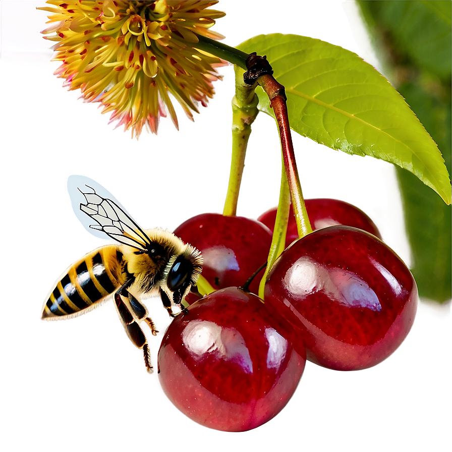 Cherry Tree And Bee Png Jlk PNG Image