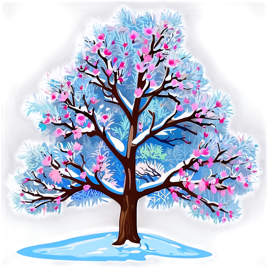 Cherry Tree In Snow Png Ioj PNG Image