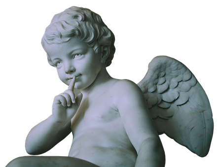 Cherubic Silence Sculpture PNG Image