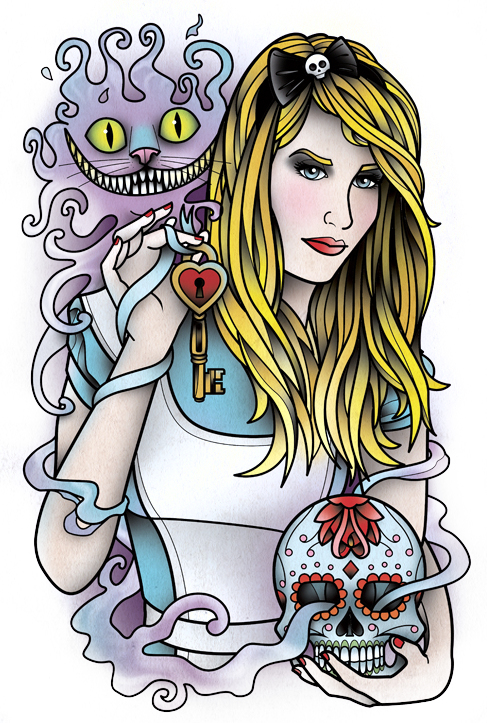 Cheshire Catand Blonde Girl Fantasy Art PNG Image