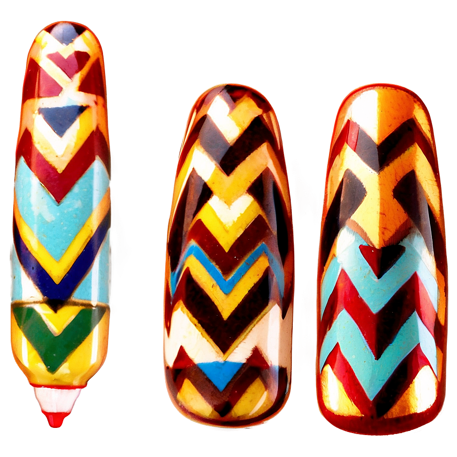 Chevron Acrylic Nails Art Png 60 PNG Image