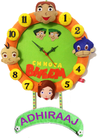 Chhota Bheem Themed Custom Name Wall Clock PNG Image