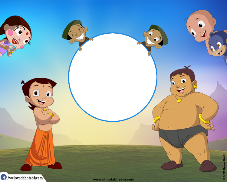 Chhota Bheemand Friends Circle Frame PNG Image