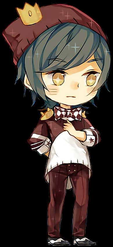 Chibi Anime Boywith Crown PNG Image