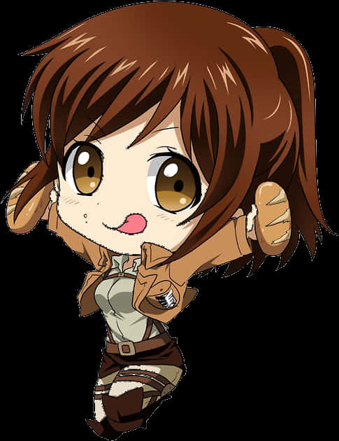 Chibi Anime Character Brown Hair PNG Image