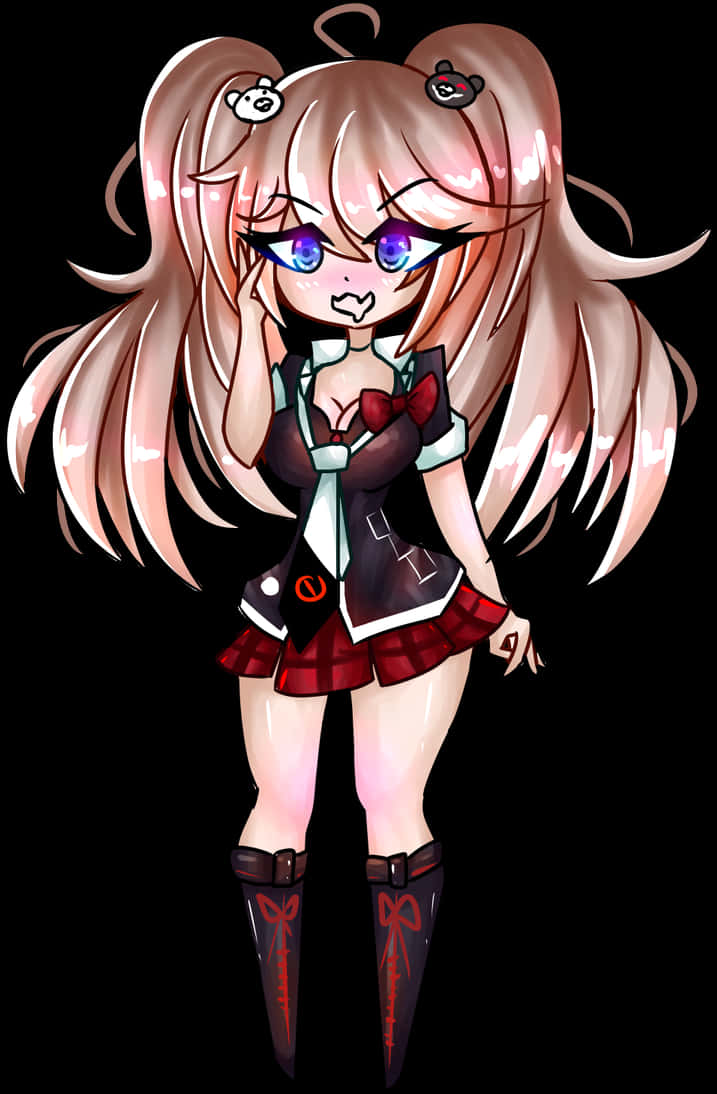 Chibi Anime Girlwith Twintails PNG Image