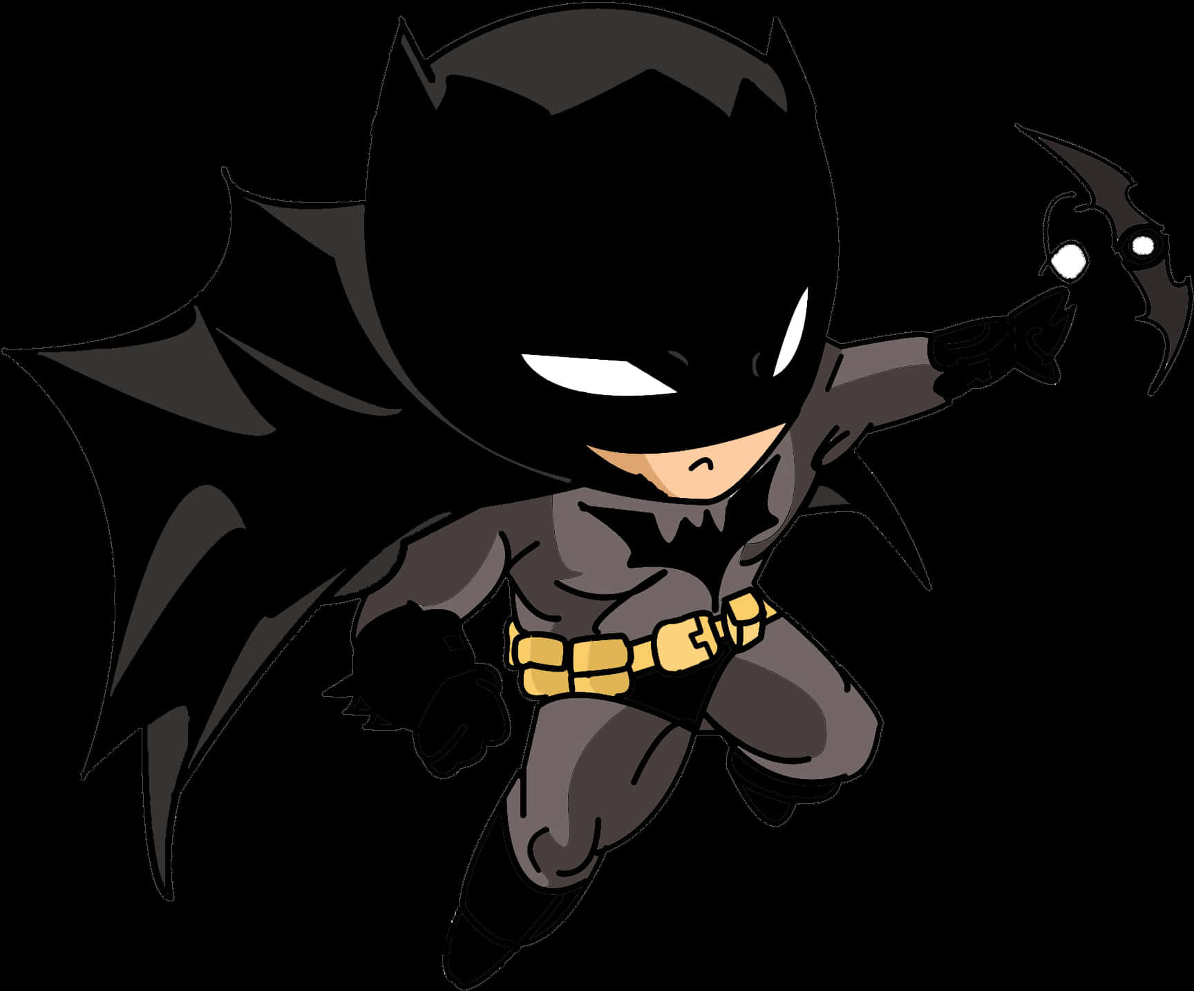 Chibi Batman Action Pose PNG Image