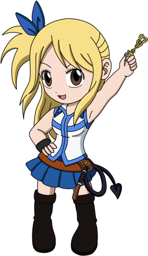 Chibi Blonde Anime Girl With Key PNG Image