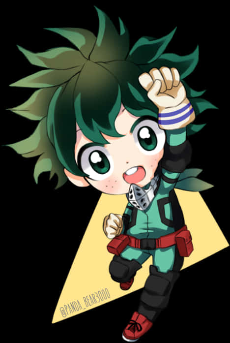 Chibi Deku Hero Pose PNG Image