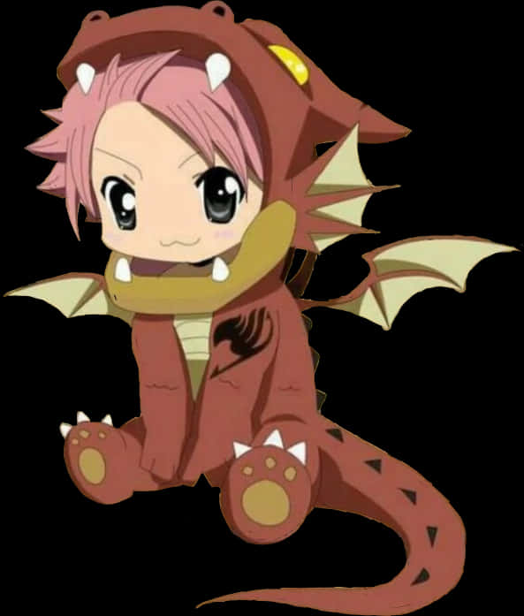 Chibi Dragon Costume Anime Character PNG Image