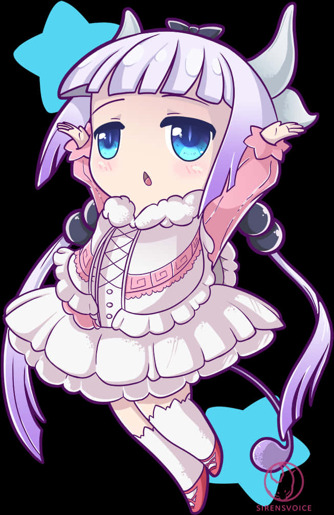 Chibi Dragon Girl Illustration PNG Image