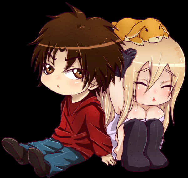 Chibi Friends With Bunny PNG Image