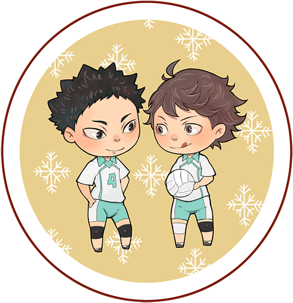 Chibi Haikyuu Characters Winter Theme PNG Image