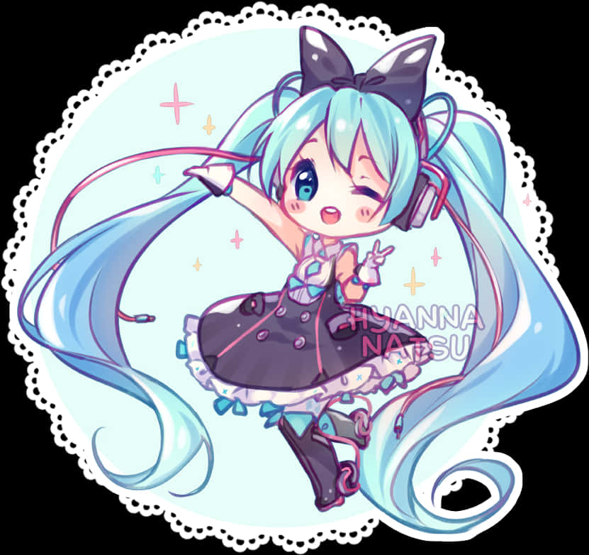 Chibi_ Hatsune_ Miku_ Cute_ Pose PNG Image