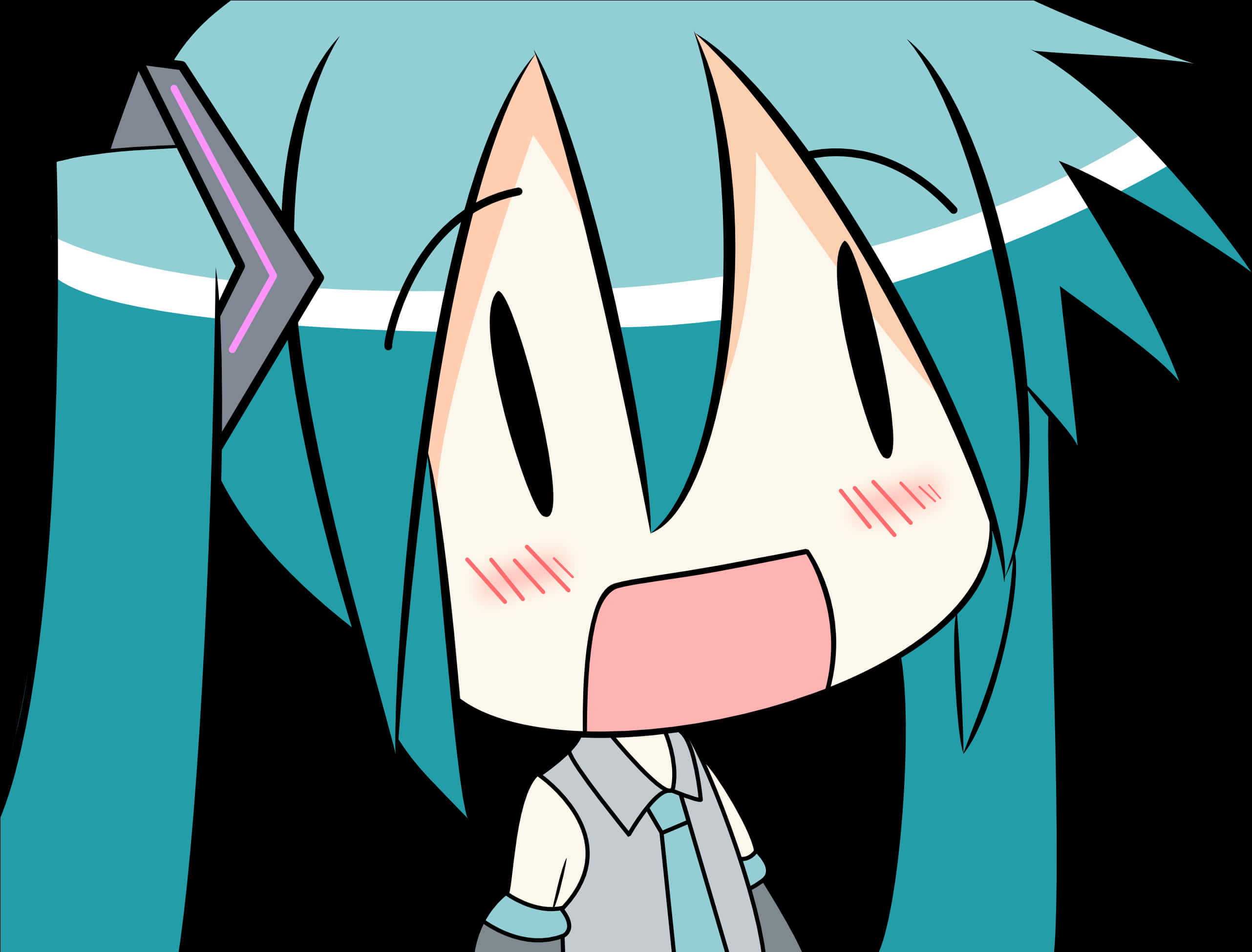 Chibi Hatsune Miku Excited Expression PNG Image